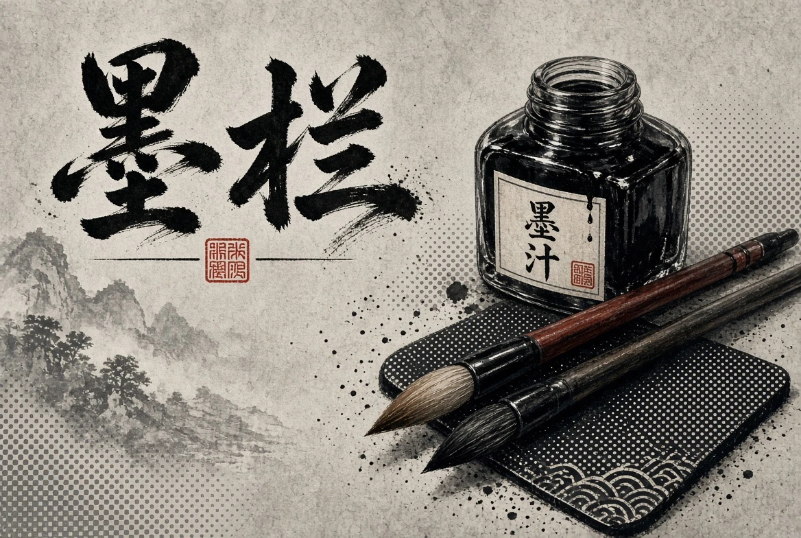 墨栏线条与色层